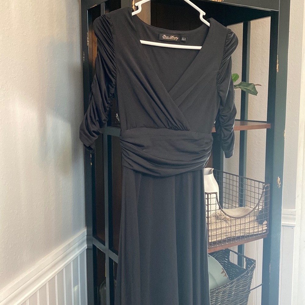 Black Ruched Top Dress, Knee Length